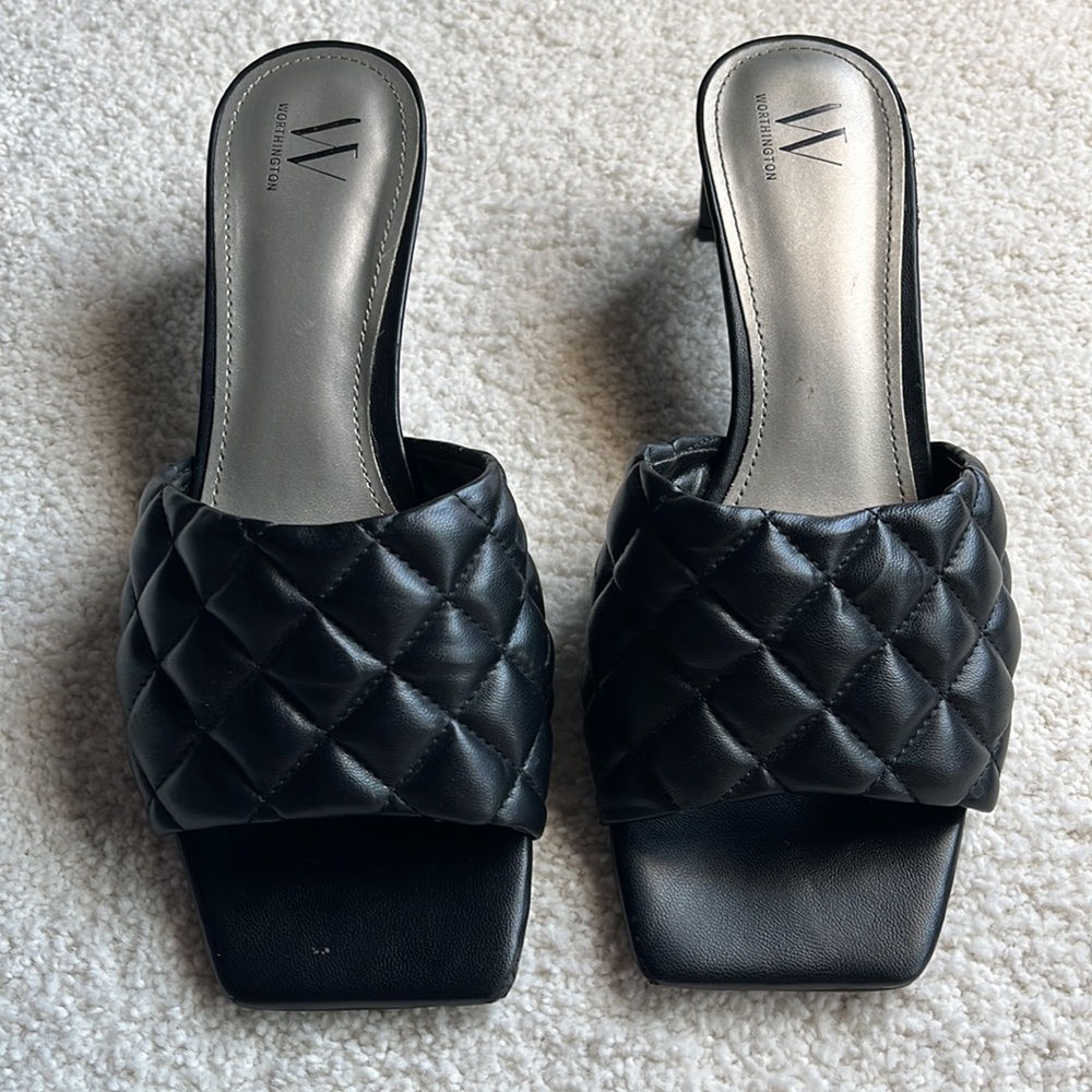 Black Worthington Open-toed Heels - Size 9 - Picture 7 of 8